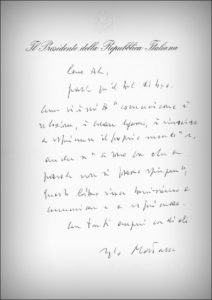 Lettera del Presidente Mattarella